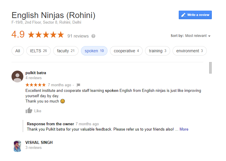 English Ninjas Rohini